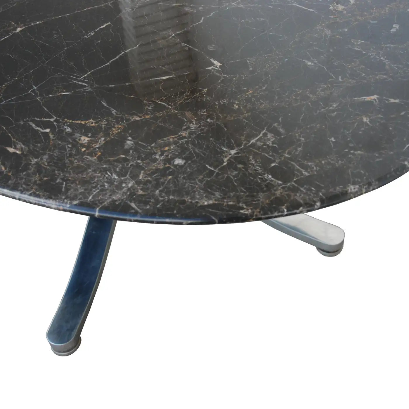 Zographos Black Marquina Marble Stainless Steel Dining Table