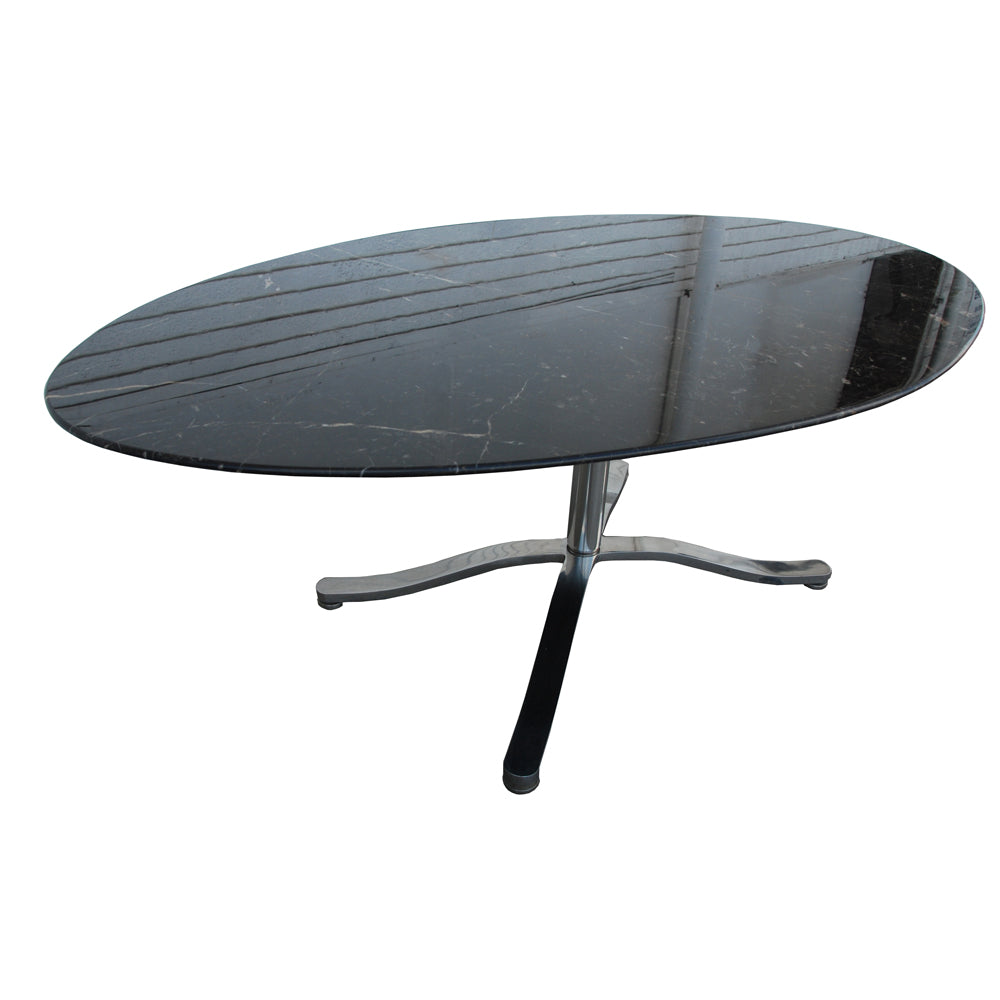 Zographos Black Marquina Marble Stainless Steel Dining Table