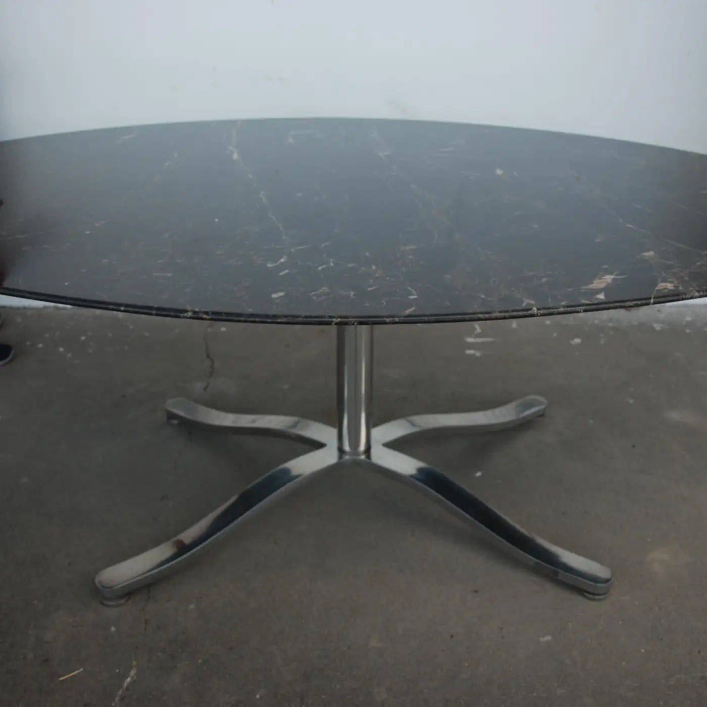 Zographos Black Marquina Marble Stainless Steel Dining Table
