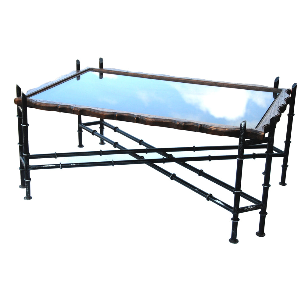 Chippendale faux bamboo coffee table in Hollywood Regency design