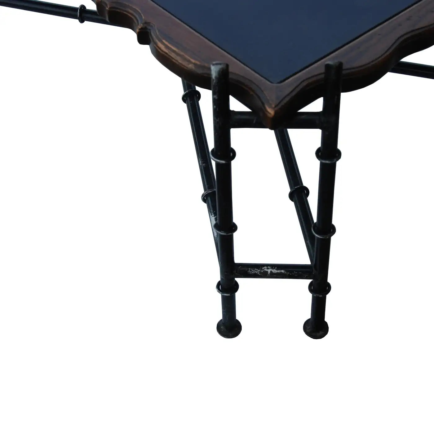 Mid century faux bamboo cocktail table with Chippendale elements