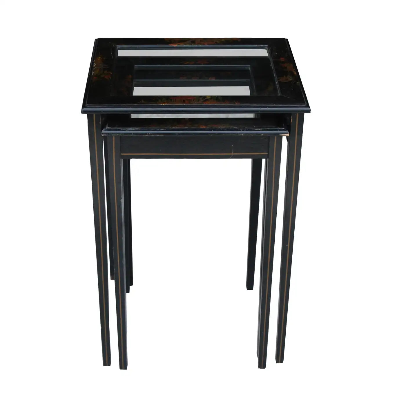 Japanned nesting tables in vintage Asian design
