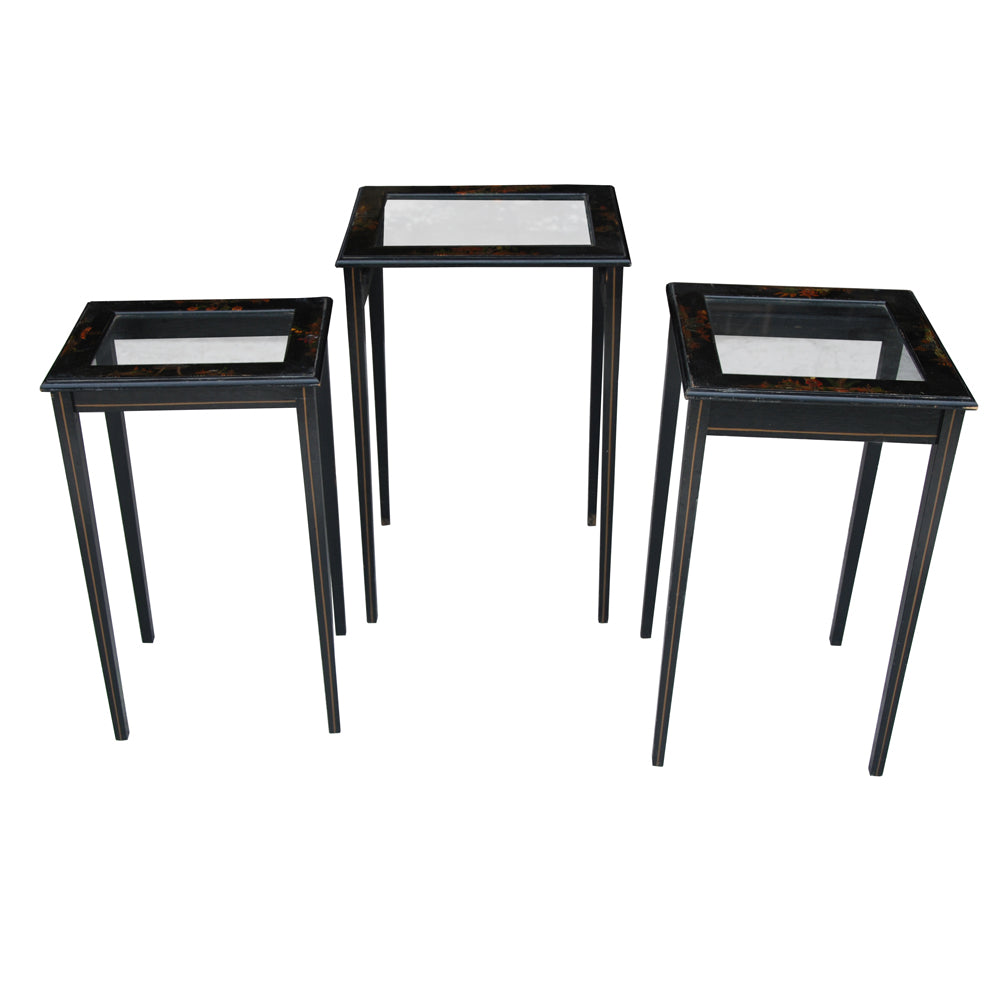 Chinoiserie style vintage nesting tables set