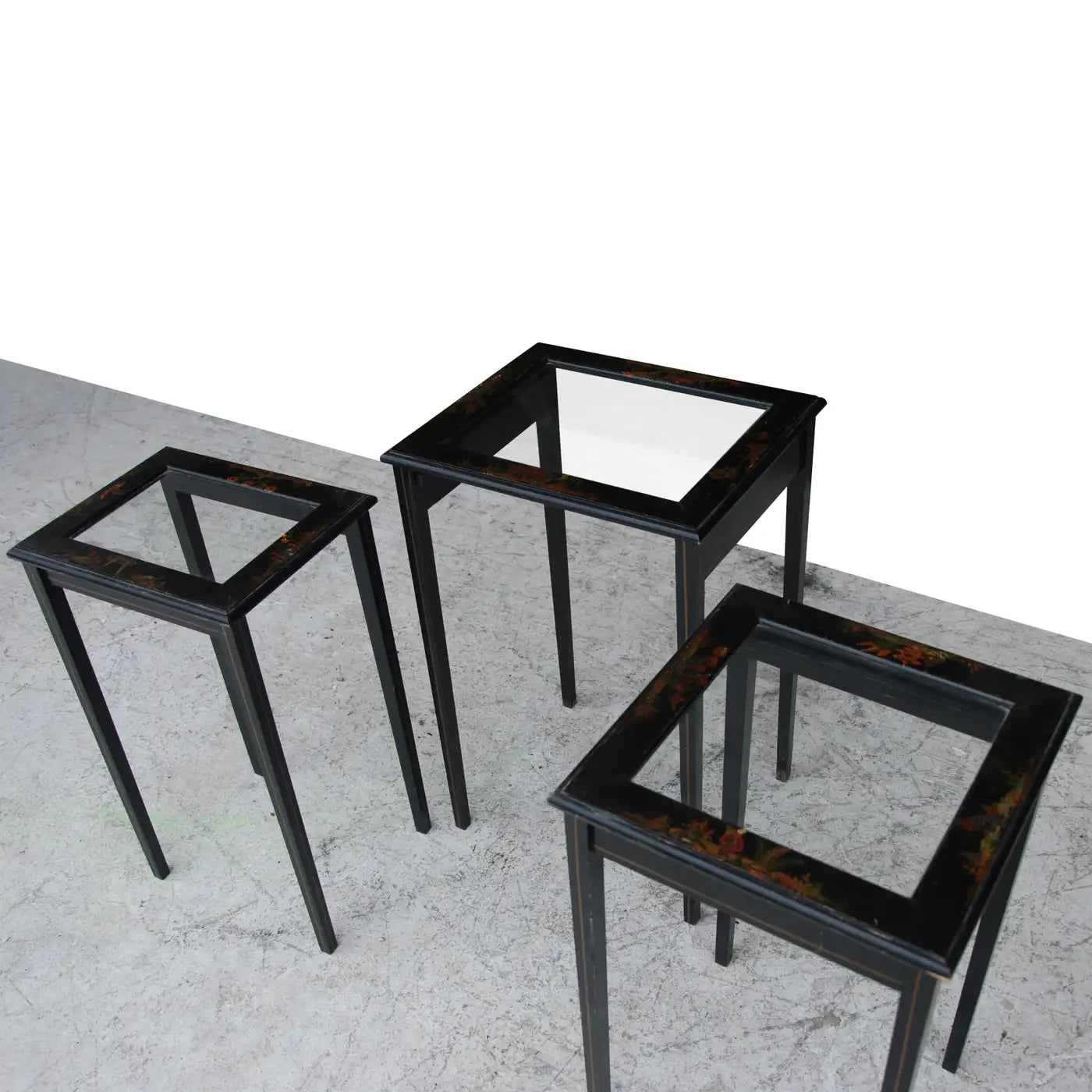 Set of three vintage wooden nesting tables