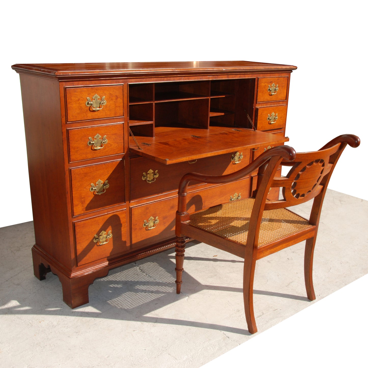 Vintage Baker Milling Road Chippendale mahogany desk