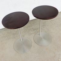 Side table set with wood top and metal legs