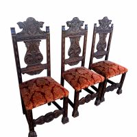 Three Vintage High Back Chairs