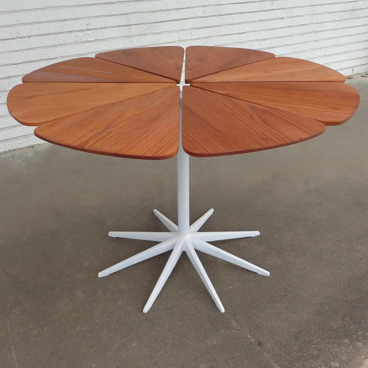 Midcentury modern redwood Petal table