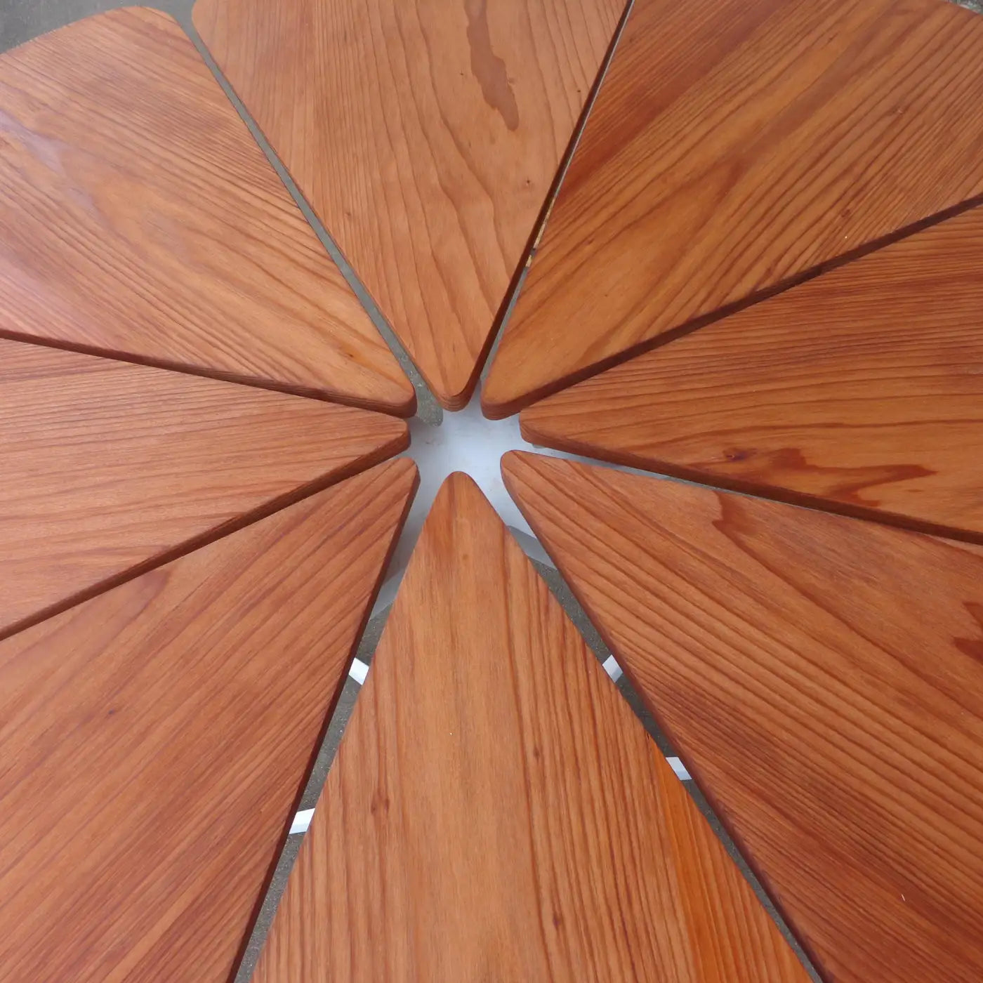 Knoll-style Petal table in redwood finish
