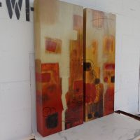 Retro pair of 14x36 Art Deco panels for wall decor