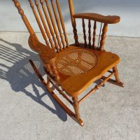 handcrafted wood rocking chair with arms