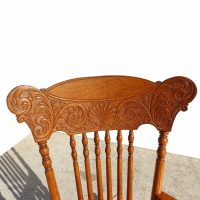 rustic wooden rocking chair side view