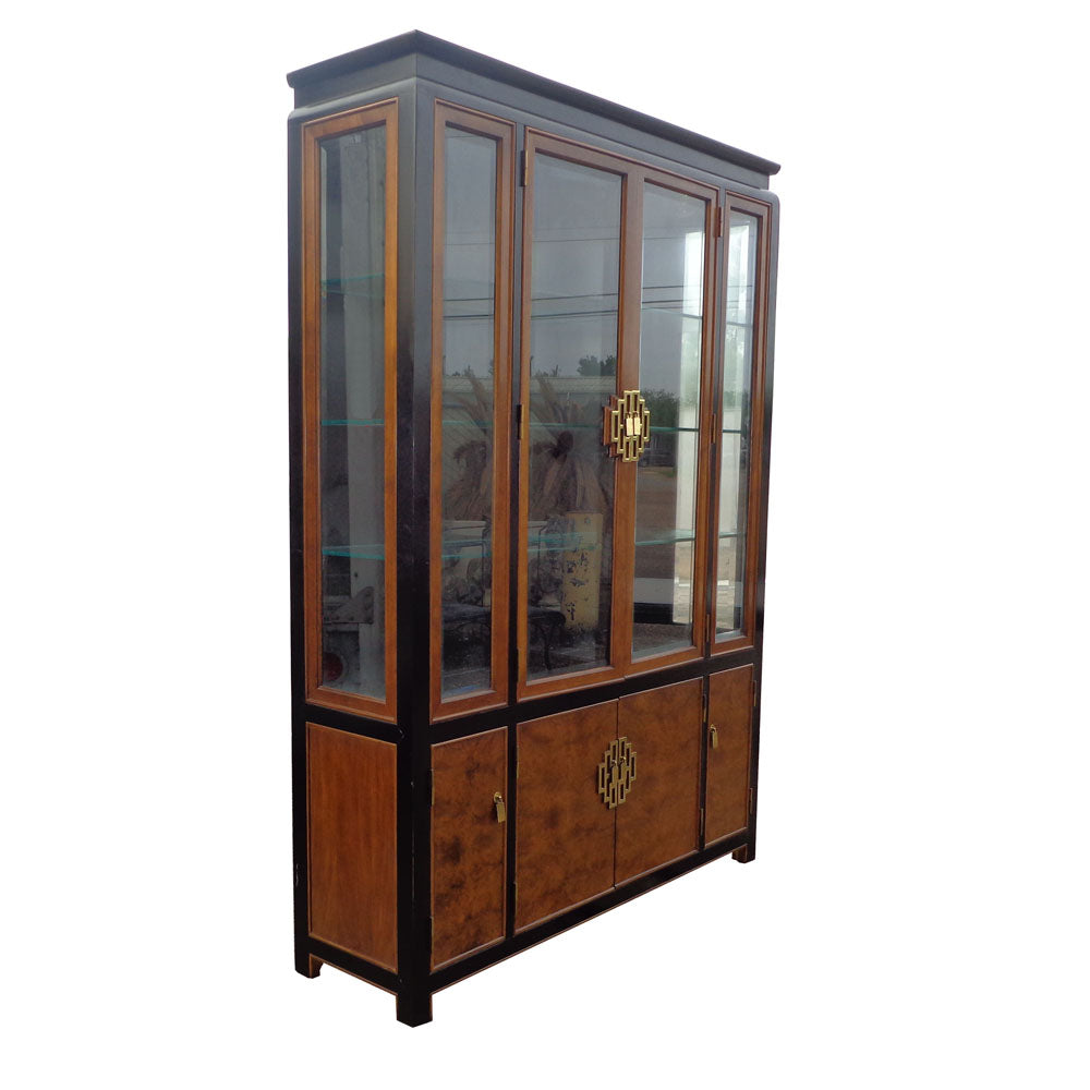 58″ Century Furniture vintage china hutch cabinet with wooden display from Metro Retro Furniture