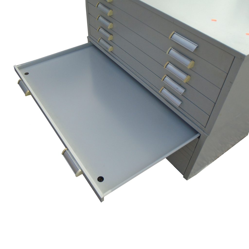 Horizontal flat file storage cabinet in metal finish