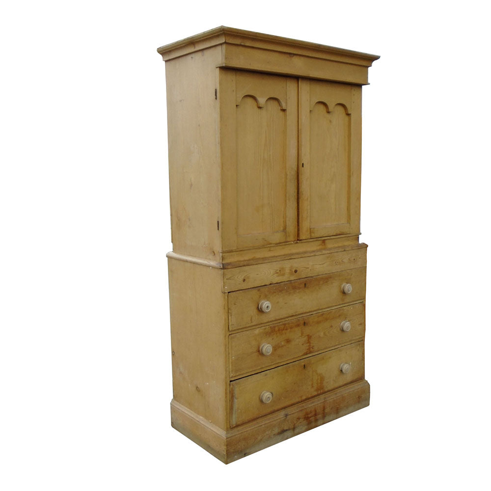 79 inch high vintage pine linen press storage cabinet
