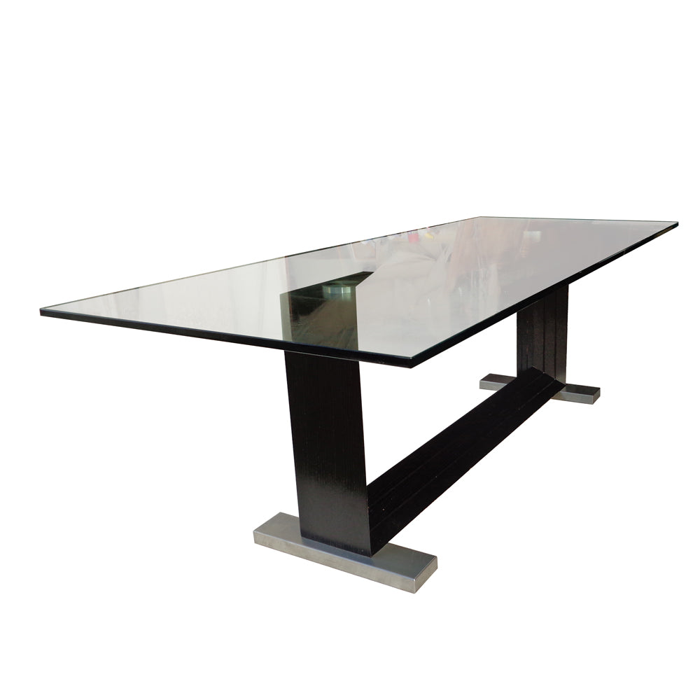 94.5 inch modern glass top table or desk with spacious minimalist design