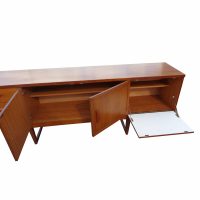 Mid Century Side Board with Sleigh Base – Folded Handles