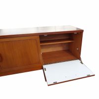 Mid Century Side Board with Sleigh Base – Folded Handles