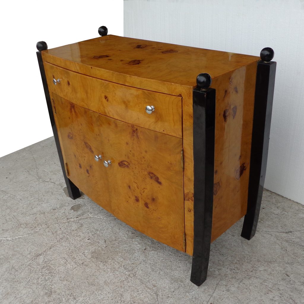Vintage burl wood sideboard in Art Deco style