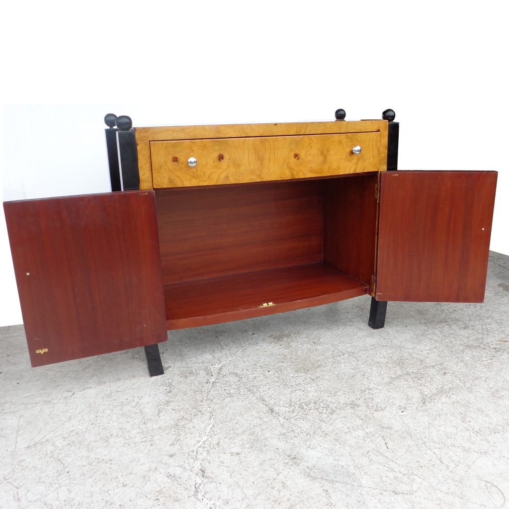 Burl wood server cabinet in vintage design