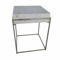 Wood top and metal leg side tables pair
