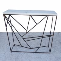 36″ Marble Top Console with Gepmetric Metal Base