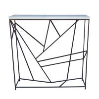 36″ Marble Top Console with Gepmetric Metal Base