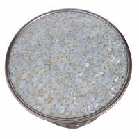 Round shell top end tables with natural coastal finish