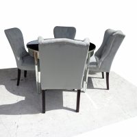 47.5″ Z Gallerie Mirrored Round Table with 4 Chairs