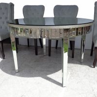 47.5″ Z Gallerie Mirrored Round Table with 4 Chairs