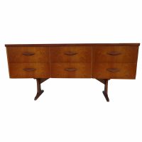 Retro 6 drawer wooden sideboard with concave front
