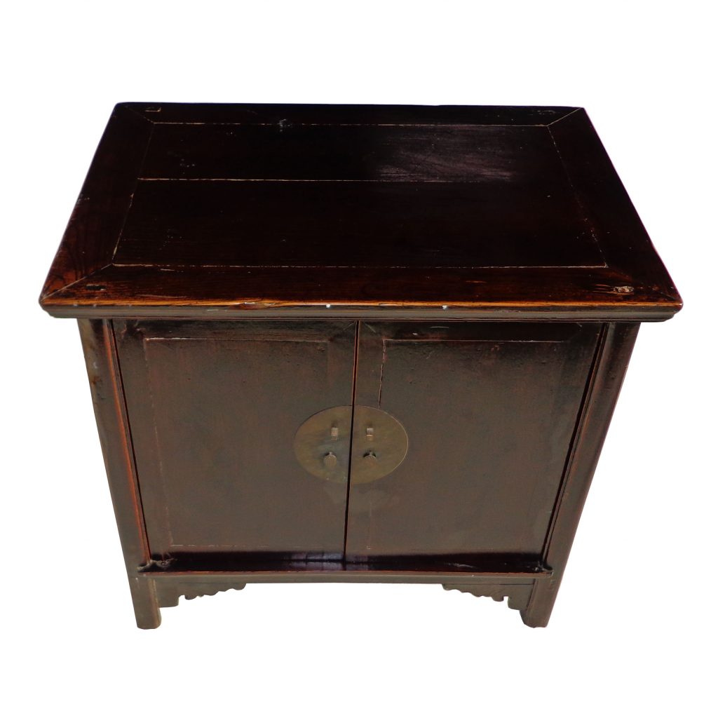 40″ antique Chinese black lacquer cabinet