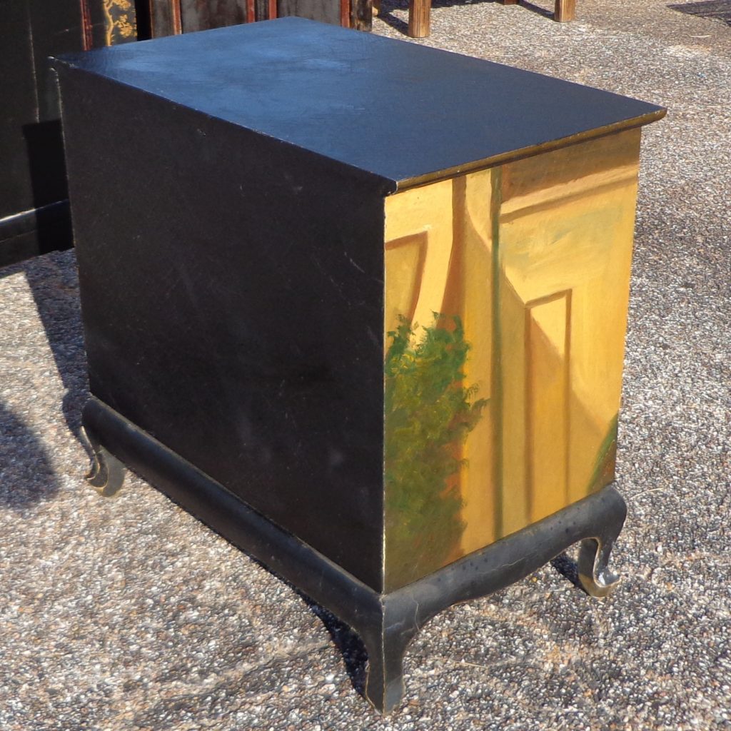 30 inch vintage peacock painted storage cabinet
