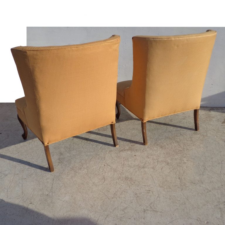 Mid-Century Modern Regency Slipper Chairs, crafted with meticulous attention to detail and plush upholstery. Enhance your living space with these versatile and comfortable seating options.