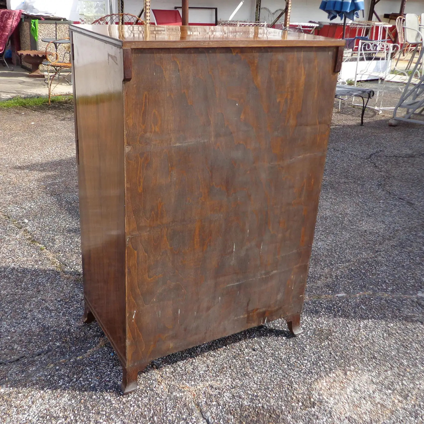 Burlwood antique dresser armoire with elegant design