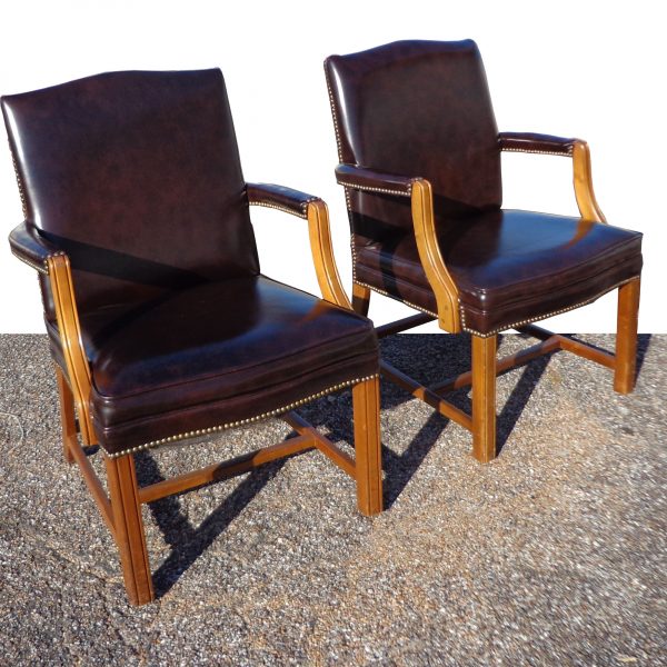Mid-century style armchairs in wood