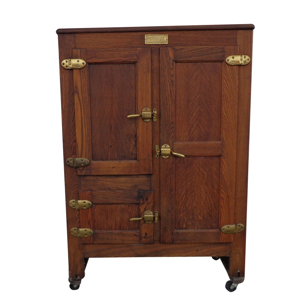 ICE QUEEN Antique Wooden Ice Box, Wine Cabinet on Casters ( MS10395)