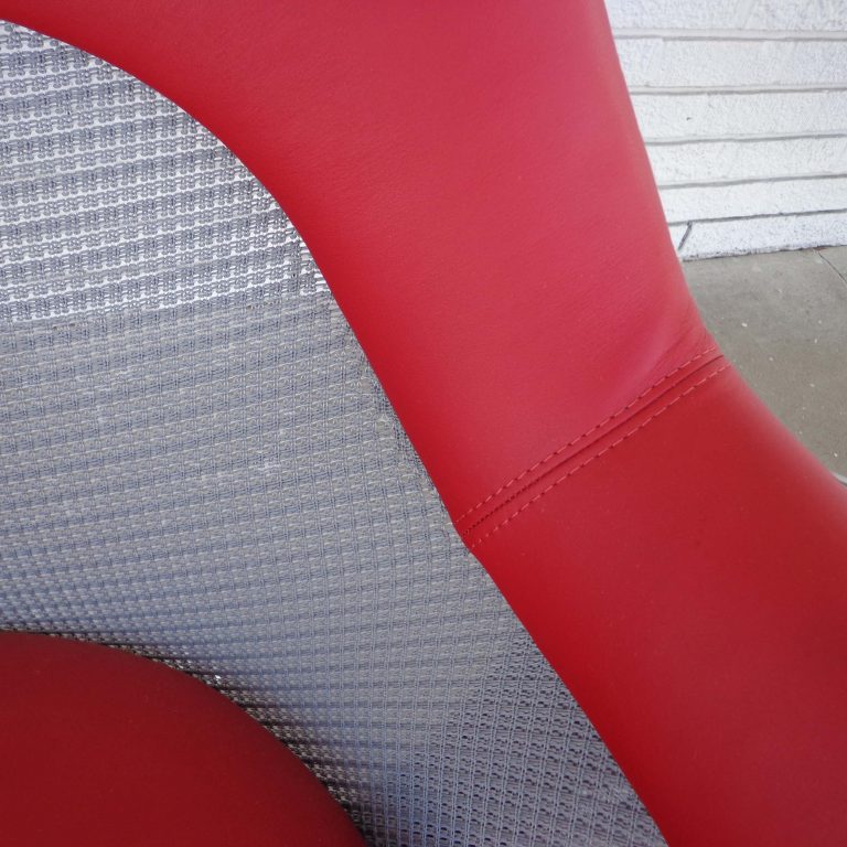 Steelcase “Coallesse” Red Lounge Chair with Arm Tablet