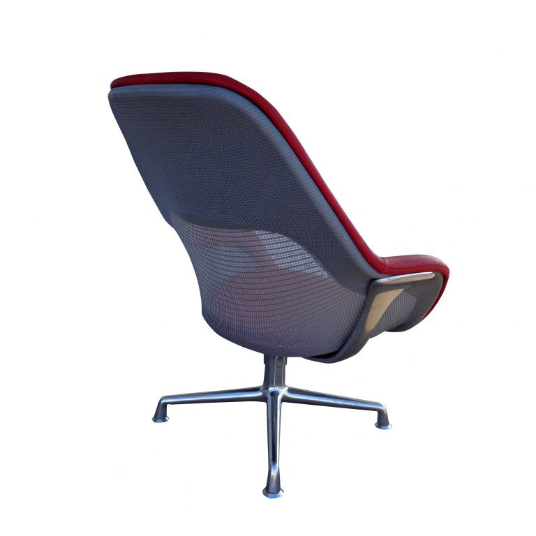 Steelcase “Coallesse” Red Lounge Chair with Arm Tablet