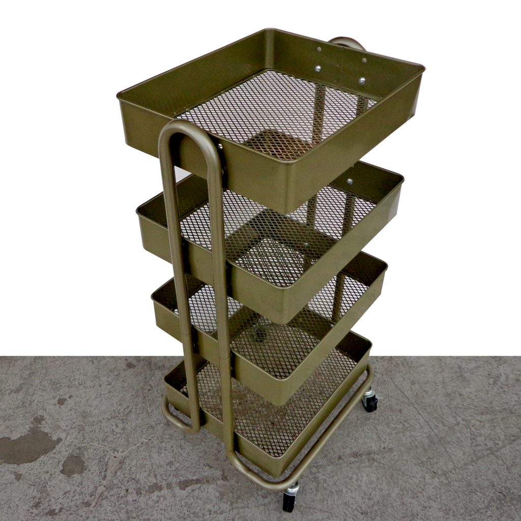 Metal Rolling Cart with 4 Storage Bin (MS10516)