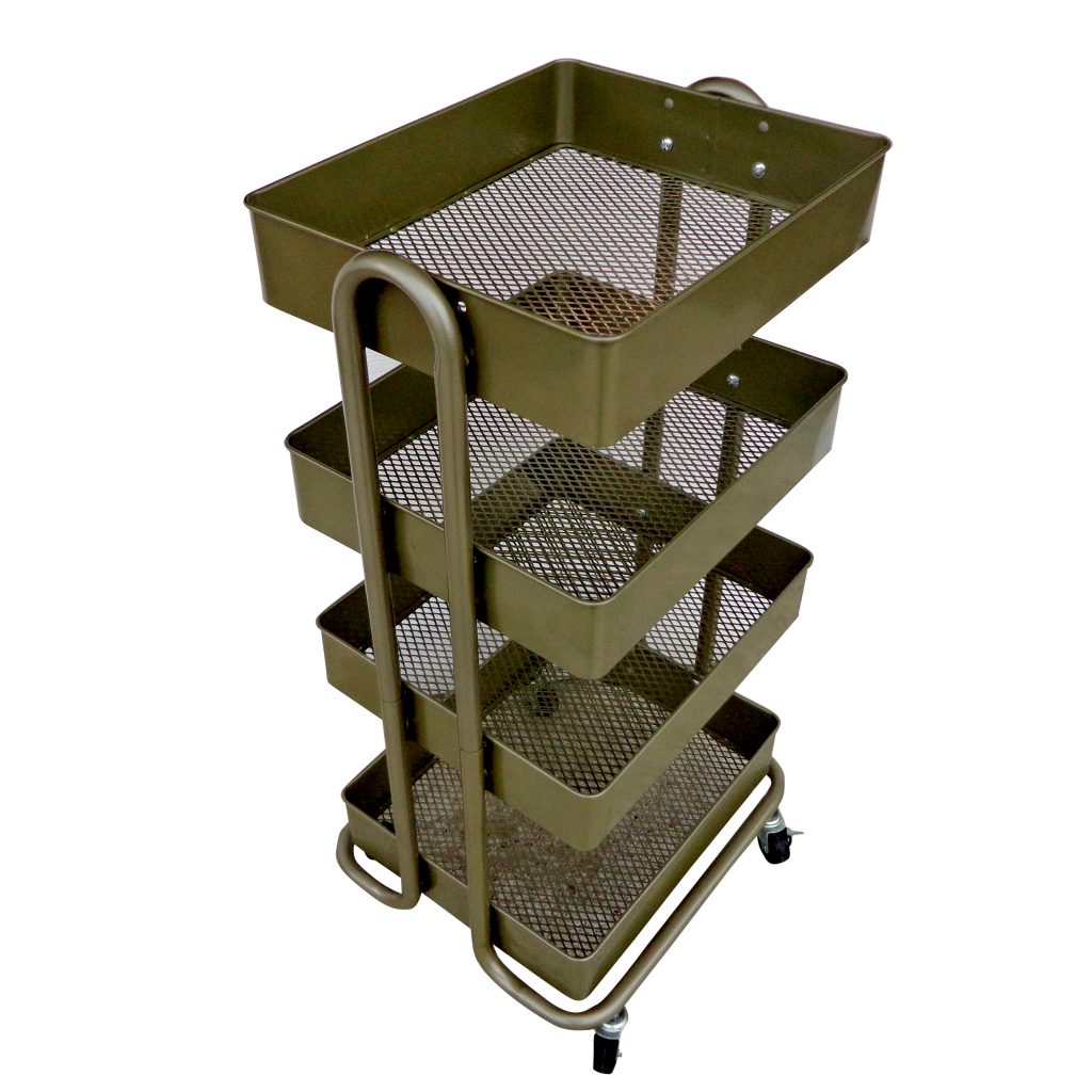 Metal Rolling Cart with 4 Storage Bin (MS10516)