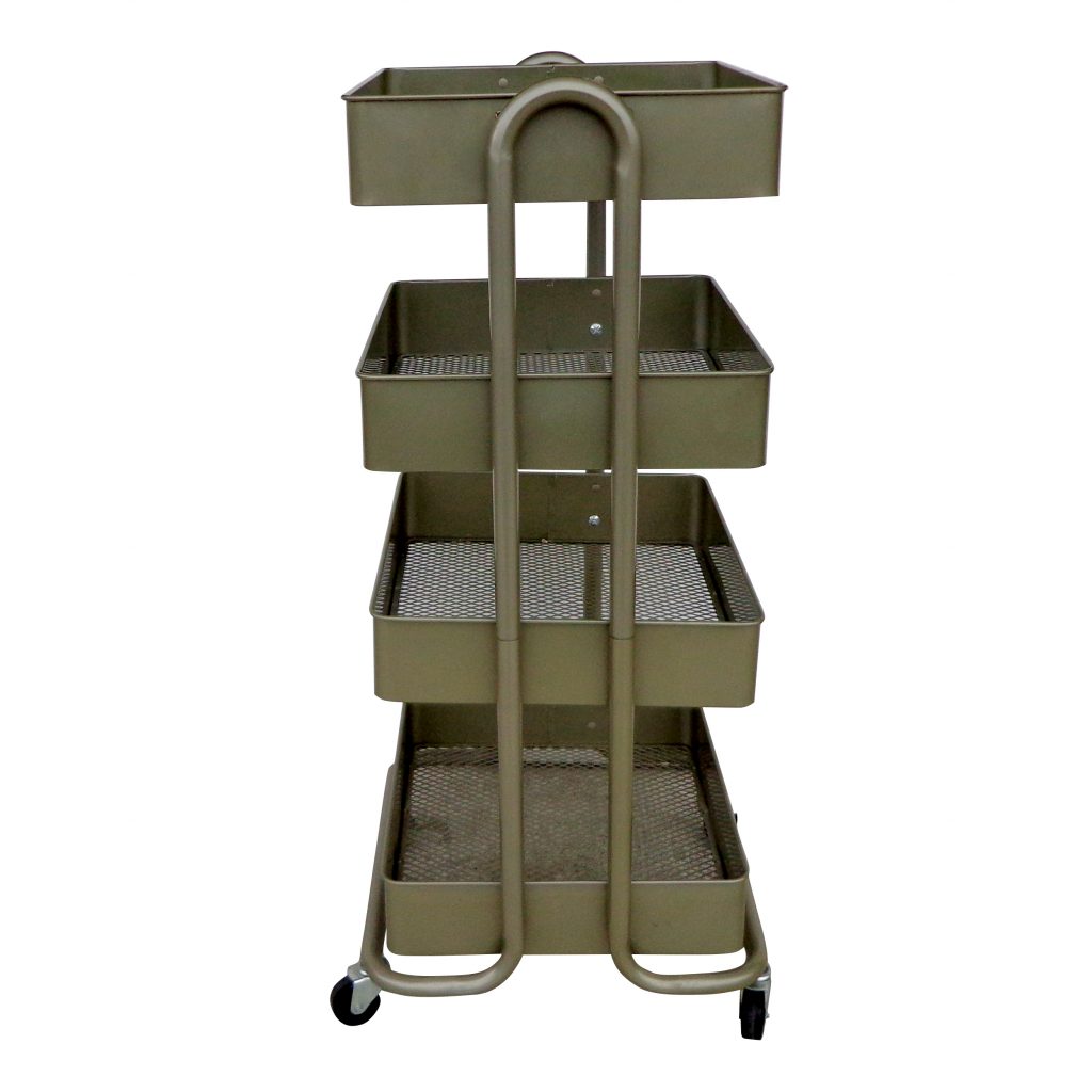 Metal Rolling Cart with 4 Storage Bin (MS10516)