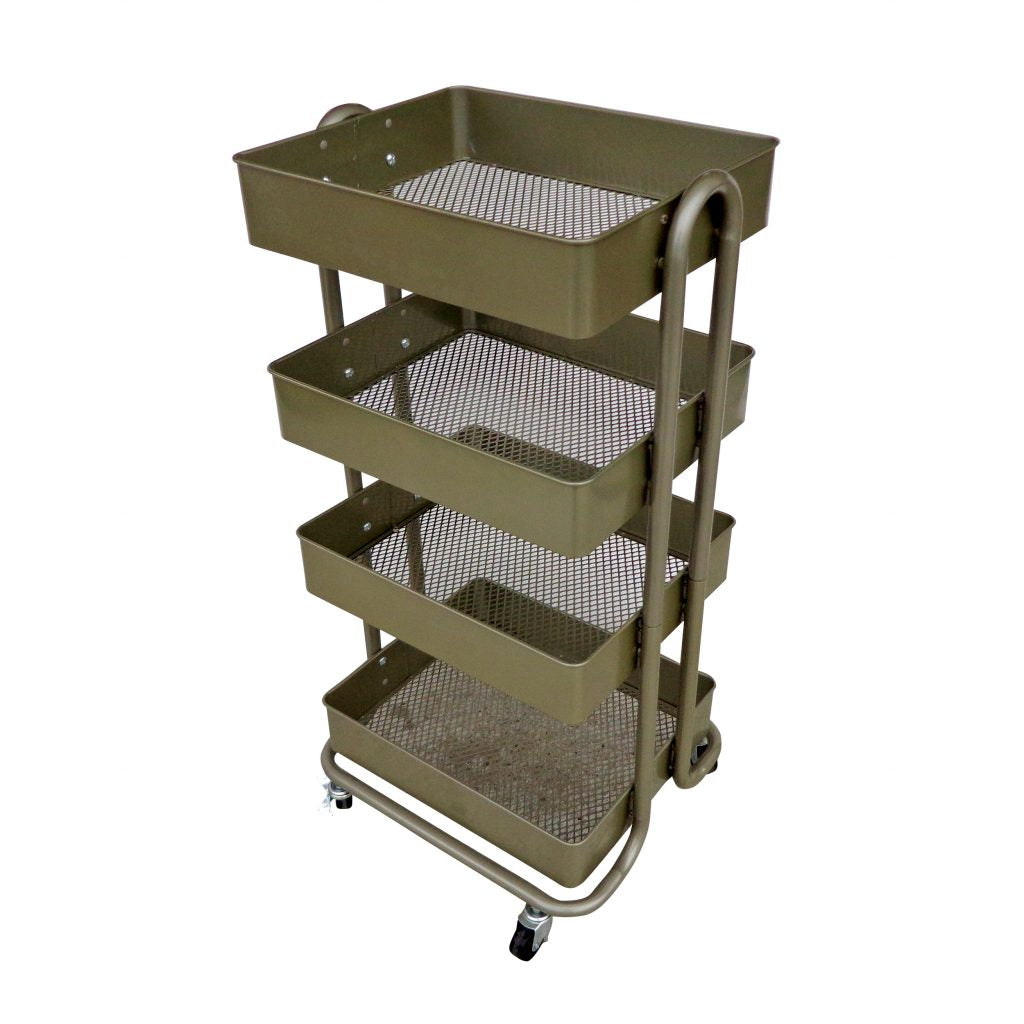 Metal Rolling Cart with 4 Storage Bin (MS10516)