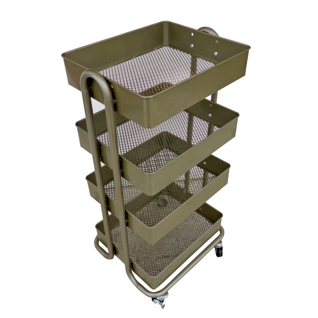 Metal Rolling Cart with 4 Storage Bin (MS10516)