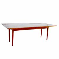 7 ft extendable mid-century dining table with wood finish