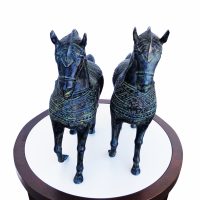 Pair of bronze-style Asian horse statues