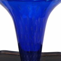 18″ Royal Blue Hand Blown Murano Vase with 24K Gold Flakes