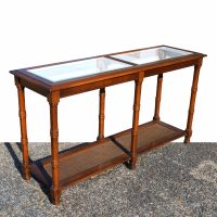 52″ Wood with Glass top Inlay Console