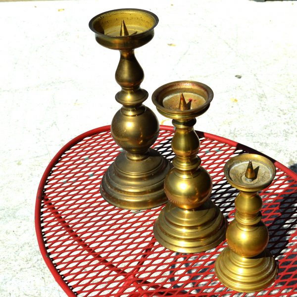 Home decor set of 3 brass candlesticks