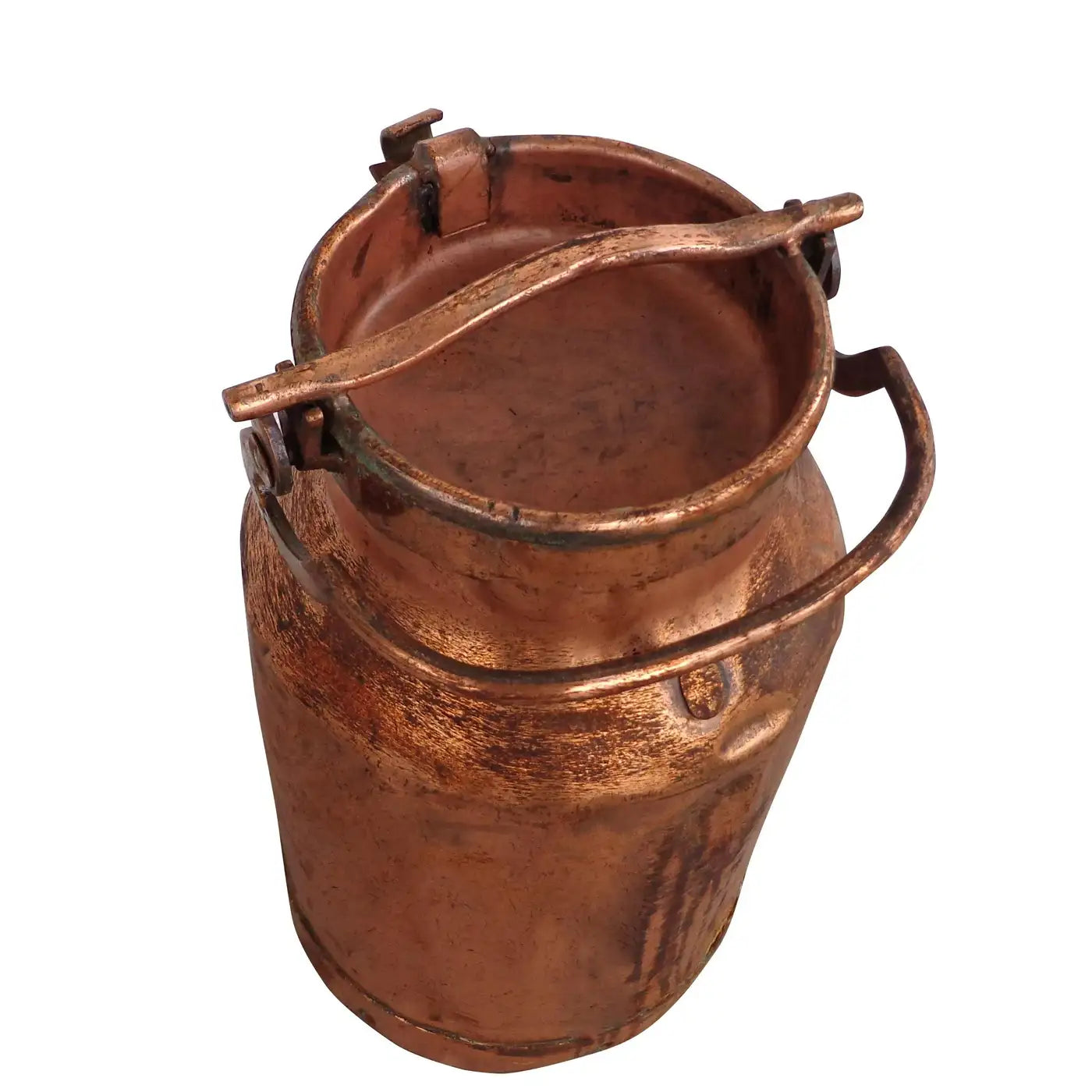 Collectible brass dairy can side view